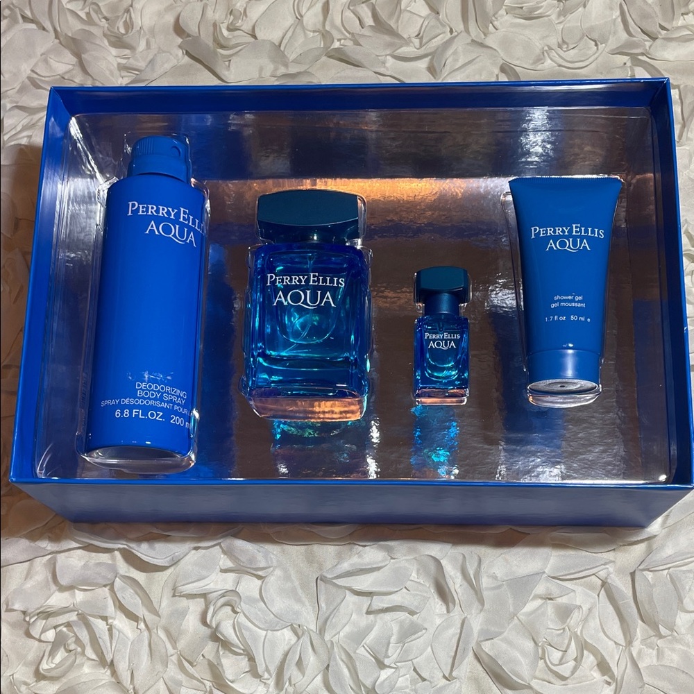 Perry Ellis Aqua Men's Body Wash Set - Blue